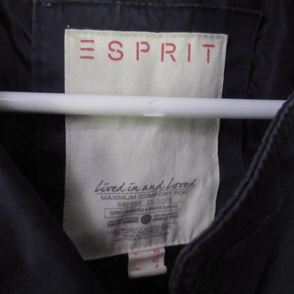 Esprit Trench Coat Womens 8 Navy Blue Double Breasted Belted Cuffs Back Vent - Picture 2 of 9